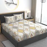 Cotton Bedsheets Feel Glace All Around Elastic Fitted King Size Bedsheets With 2 Pillow Covers - 78 X 72 X 10 Inches, Yellow | Premium Super Soft Bedsheet King Size