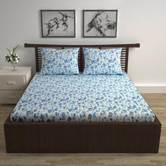 Cotton Double Bedsheet With 2 Pillow Covers - 87 X 100 Inches, Sky Purple & Blue | Smooth & Comfortable For Daily Use - All Weather Coziness & Bedroom Style