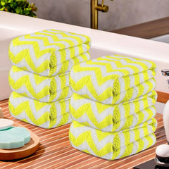 Kuber Industries Super Absorbent & Reusable Microfibre Face Towel 900 Gsm (Zig Zag Yellow) - Pack Of 6