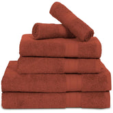 Ambra Linens 500 Gsm Highly Absorbent Towels Set 100% Cotton Soft & Plush All Seasons Use Large Everyday Use Durable Face, Bath & Hand Towels (6 Pieces, Dark Rust)