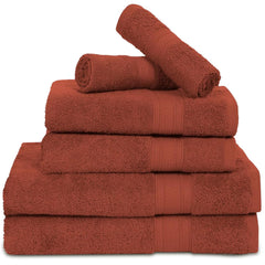 Ambra Linens 500 Gsm Highly Absorbent Towels Set 100% Cotton Soft & Plush All Seasons Use Large Everyday Use Durable Face, Bath & Hand Towels (6 Pieces, Dark Rust)