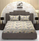 Bedsheet For Queen Size Bed With 2 Pillow Covers - 90 X 100 Inches, Beige & Pink | Soft, Breathable, Wrinkle Free & Fade Resistant
