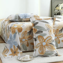 Bedsheet For Double Bed Cotton With 2 Pillow Covers, White & Yellow - Queen Size 88 X 100 Inches | 190 Thread Count - Ideal For Festive Occasions