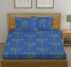 Queen Size For Bedsheet With 2 Pillow Covers - 88 X 96 Inches, Blue & Green | Soft & Comfortable Sleep Experience | Machine Wash In Cold Water