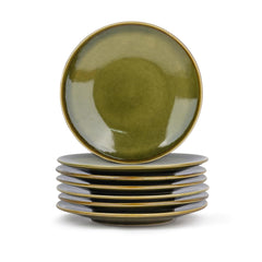Ceramic Quarter Plates Set Of 6, Mehndi Ombre Luxury Series | Stoneware Snacks Plates Set Of 6 | Dessert Plates - Snack Plates | Small Plates With Glossy Finish - Microwave Safe & Dishwasher Safe