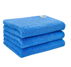 Softspun Microfiber High Loop Cleaning Cloths Towel 400 Gsm | Highly Absorbent, Lint & Streak Free, Multi-Purpose Wash Cloth For Kitchen, Window, Silverware - Pack Of 3 (Sky Blue)