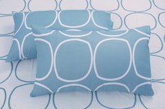Single Bed Sheet Size - 55 X 88 Inches With 1 Pillow Covers, White & Blue | Wash Dark Colors Separately | Lightweight, Soft, & Comfortable Bedsheet