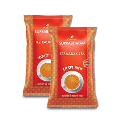 Octavius Suprabhatam Tez Kadak Tea - Pack Of 2 X 1 Kg, 35.2 Ounce Each | Garden Fresh Extra Strong Assam Tea - Kadak Chai Patti | Medium Caffeine Strong Chai Patti