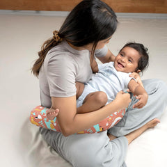 Nursing Pillow, With Cape For Breastfeeding & Baby Care, Feeding Pillow, Brown | Jungle Zoo Printed, 5 In 1 Multipurpose Use, 100% Cotton Removable Cover | Super Soft & Machine Washable