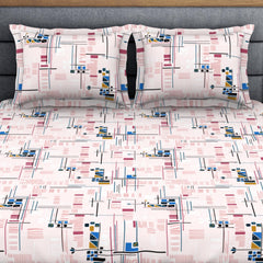 King Size 1 Double Bedsheet With 2 Pillow Covers - Size 108 X 108 Inches, Multicolor | Soft Feel Wrinkle Resistance | Durability & Comfort, Breathable