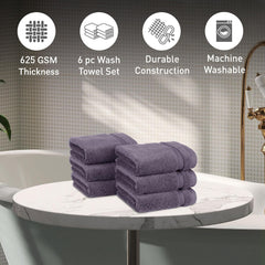 Mytrident Finesse 100% Cotton Face Towels 1200 Gsm (Purple) -6 Piece