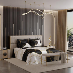 Bedding Set 1 Bedsheet King Size With 4 Pillow Cover - 108 X 108 Inches, Deep Black & White | Wedding, Bedroom, Date Night Collection | 300 Thread Count