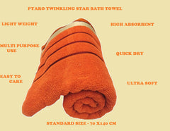 Pyaro Large Size Cotton Bath Towel 450 Gsm | Ultra Absorbent, Quick Drying & Super Soft Bathing Towel (Orange)