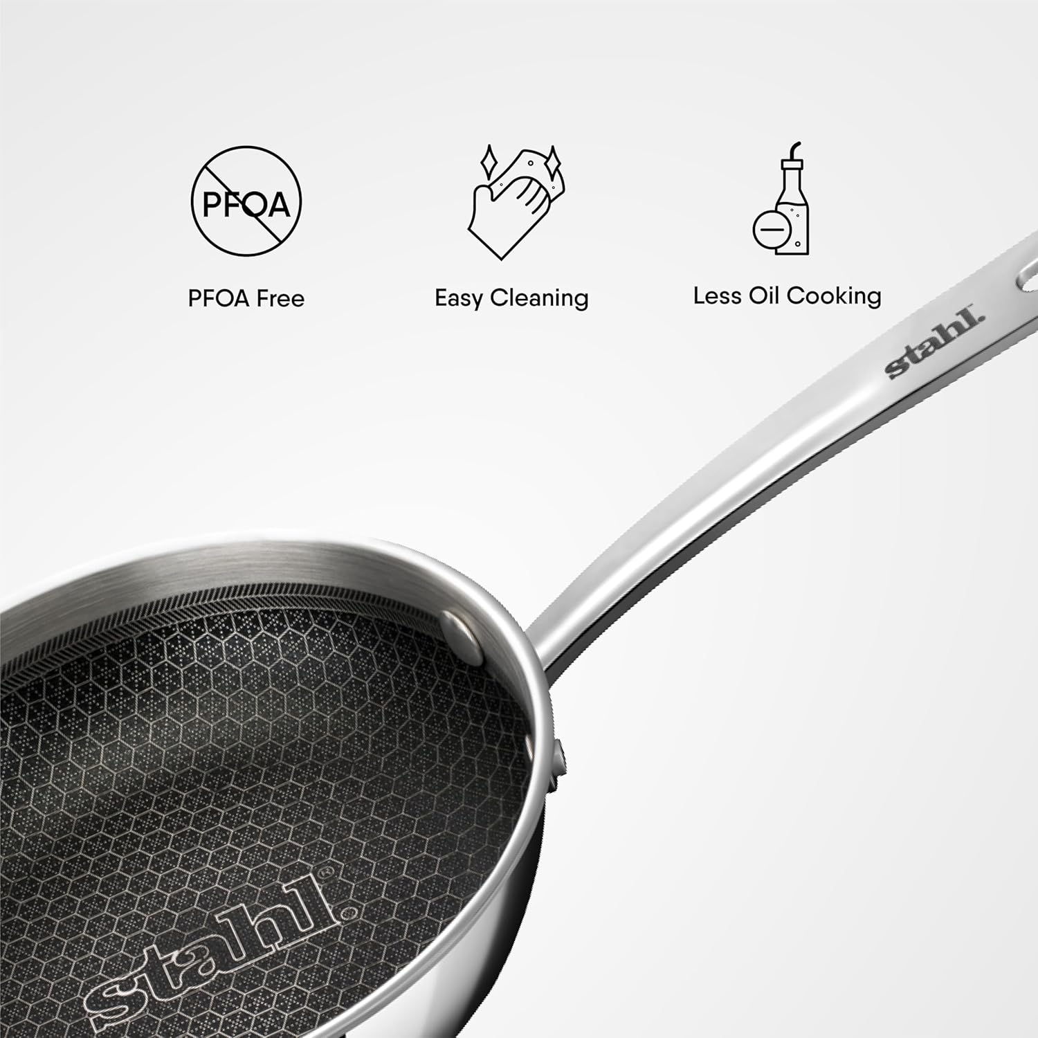 Artisan Hybrid Stainless Steel Triply Frying Pan With Lid - Non Stick, Induction Base Fry Pan | 0.9 Liters, 18 Cm Artisan Hybrid Stainless Steel Triply Frying Pan With Lid - Non Stick, Induction Base Fry Pan | 0.9 Liters, 18 Cm