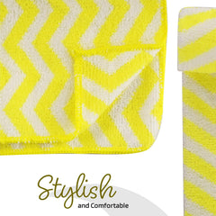 Kuber Industries Super Absorbent & Reusable Microfibre Face Towel 900 Gsm (Zig Zag Yellow) - Pack Of 6