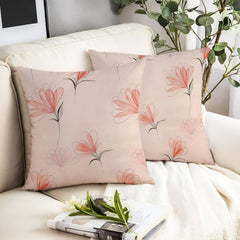 Microfiber Square Pillow Cushion For Sofa & Bed, Light Pink - 12 X 12 Inch | Fluffy For Comfort & Back Support | Breathable, Premium Cotton Cushion Cover With Zip, Neck Support - Set Of 2
