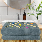 Rangoli 100% Cotton Fibre Bath Towel 1000 Gsm | Highly Durable & Super Absorbent Towel | Skin-Friendly & Quick Drying Luxury Towels (Grey) - Pack Of 2