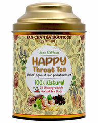 San-Cha Happy Throat Herbal Tea - 25 Biodegradable Pyramid Tea Bags | Relief Against Air Pollutants - Zero Caffeine, Rich In Vitamin C