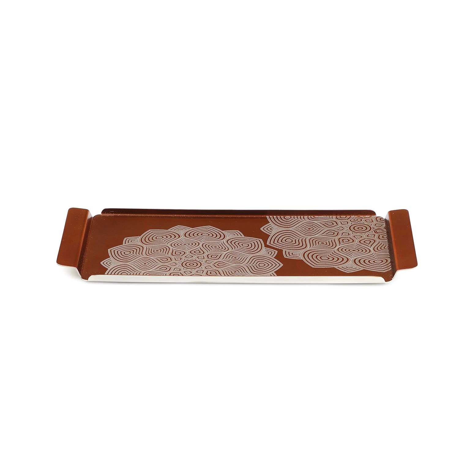 Designer Stainless Steel Tray - Lotus Pattern, Padma Shvet Series | Multipurpose Serving Platter - Premium Serve Ware, Dinnerware & Tableware, Small Designer Stainless Steel Tray - Lotus Pattern, Padma Shvet Series | Multipurpose Serving Platter - Premium Serve Ware, Dinnerware & Tableware, Small