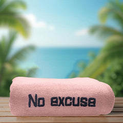 Housse Premium Soft Microfiber Embroidery Bath Towel 350 Gsm | Soft Absorbent Quick-Drying Sweat Towel (No Excuse - Peach)