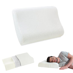 Memory Foam Cervical Pillow For Neck & Shoulder Pain Relief, White, Standard Size - 20 L X 13 W X 4 H Inch | Orthopedic Contour Pillow, Bed Pillow For Sleeping, Washable Outer Cover