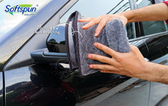 Softspun Microfiber Cloth Towel 400 Gsm | Extra Thick Microfiber Cleaning Cloths Perfect For Bike, Auto, Cars Both Interior & Exterior (Grey)- Pack Of 1