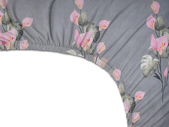 100% Cotton Double Bedsheets For Queen Size With 2 Pillow Covers - 60 X72+8 Inches, Grey & Pink | All Around Elastic 220 TC Super Soft Breathable & Wrinkle Free