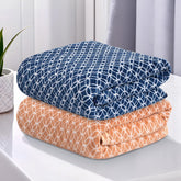 Heart Home Microfibre Bath Towel 800 Gsm | Quick Dry Absorbent Gym Sweat Workout & Shower Body Towel - Golden & Blue (2 Pcs)