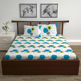 100% Pure Cotton Double Bedsheet For Queen With 2 Pillow Covers - 87 X 100 Inches, Blue & White | Soft & Durable For Everyday Use & Bedroom - All Season Comfort
