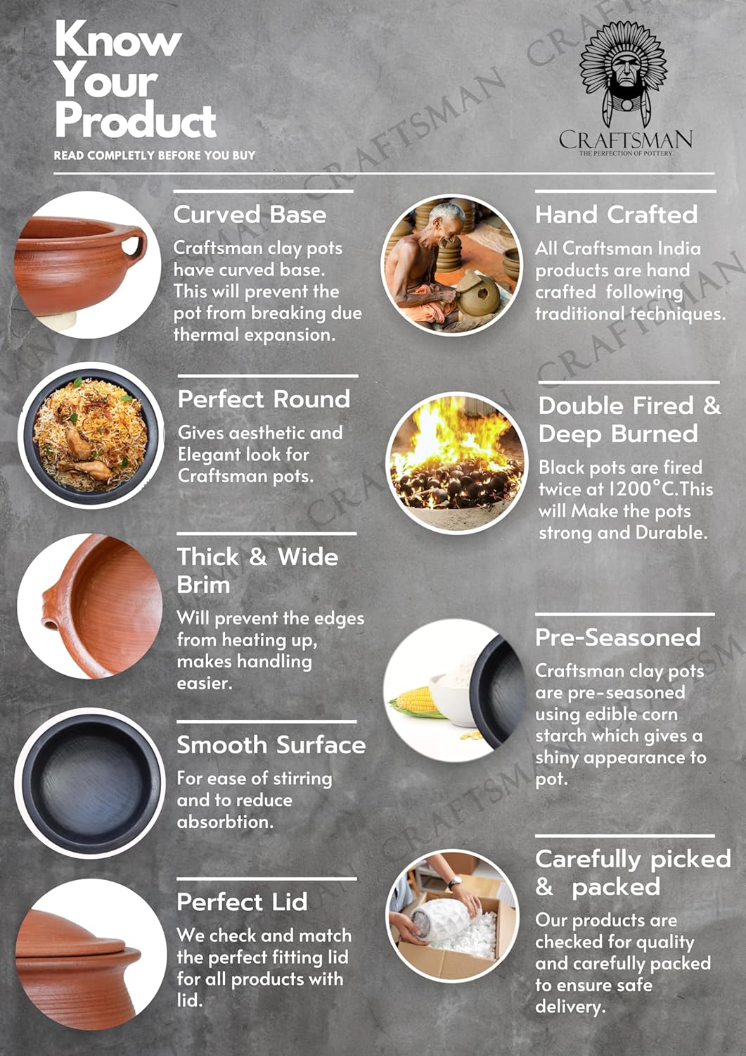 Uncoated Clay Fry Pan For Cooking & Serving With 2 Wooden Spatulas Complimentary - Black, 1.5 Liters | Pre-Seasoned Mud Vessel - Unglazed, Double Fired, Hand Crafted | Mitti Tadka Pan Uncoated Clay Fry Pan For Cooking & Serving With 2 Wooden Spatulas Complimentary - Black, 1.5 Liters | Pre-Seasoned Mud Vessel - Unglazed, Double Fired, Hand Crafted | Mitti Tadka Pan