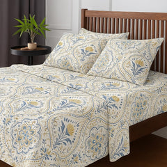 Printed Bedsheet For Queen Bed With 2 Matching Pillow Covers - 90 X 100 Inches, Multicolor | Soft, Wrinkle-Free, Soft Touch & Skin Friendly