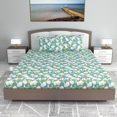 King Size Double Bedsheet With 2 Pillow Covers - 108 X 108 Inches, Meadow Green | Soft & Durable For Everyday Use - All Season Comfort
