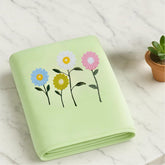 Divyam Floral Embroidered Bath Towel 350 Gsm | Premium Soft Microfiber Quick-Dry, Lightweight & Absorbent Towel With Pastel Daisy Design (Mint-Green)