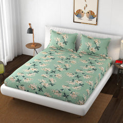 Premium Heavy Cotton Double Bedsheets With 2 King Size Pillow Covers | 72 X 78 Inches, Pista Green - Double Bed With All Around Elastic | 350 Thread Count