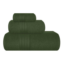 Boutiquo 100% Cotton Bath, Hand & Face Towel 900 Gsm | Eco-Friendly Towels For Men & Women, Ultra Soft & Highly Absorbent - Olive Green (Pack Of 3)