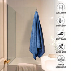 Housse Premium Microfiber Bath Towel 550 Gsm | Extra Large Quick Dry Towels For Women & Men | Super Soft Plush | Ultra Absorbent For Home Swimming Sports & Travel (Ink Blue)