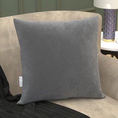 Microfiber Square Soft Pillow Cushion For Sofa & Bed, Grey - 24 X 24 Inch | Fluffy Pillow For Comfort & Back Support | Hypoallergenic, Washable | Premium Velvet Cover With Zip - Pack Of 1