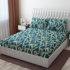 Fitted King Size Double Bedsheet For With 2 Pillow Covers - 72 X 78 X 8 Inches, Sea Green | 300 Thread Count Breathable & Durable - Luxurious & Comfortable Bedsheet