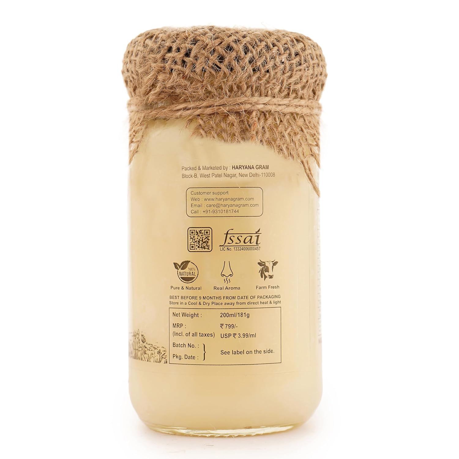 Pure A2 Buffalo Desi Ghee By Haryana Gram | Rich In Vitamin A, D & Minerals Healthy Desi Ghee Good For Digestive Health | (200ml) 6.7 Ounce | Jar Pack Pure A2 Buffalo Desi Ghee By Haryana Gram | Rich In Vitamin A, D & Minerals Healthy Desi Ghee Good For Digestive Health | (200ml) 6.7 Ounce | Jar Pack