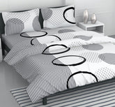 1 Double Bedsheet With 2 Pillow Covers - 88 X 90 Inches, White & Dark Grey | Queen Size Double Bedsheet Cotton | Ideal For Everyday Use