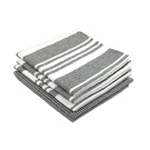 Indihaus Cotton Multi-Purpose Kitchen Hand Towels 250 Gsm | Waffle & Stripes Lunch, Dish Towel (Slate Grey)- Pack Of 4