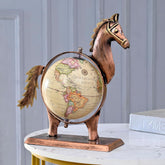 Home & Office Decorative Horse Globe Metal Table Top Showpiece Globe, Home Decor, Living Room, Bedroom, Showcase, Office Desk, & Gifting, Pack Of 1