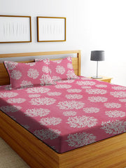 1 Bedsheet King Size 2 Matching Pillow Covers - 72 X 780 Inches, Pink & White | All Around Elastic Soft & Durable Bedding For Bedroom - Lightweight Perfect For All Seasons