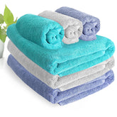 Heelium Bamboo Towel Set 3 Bath & 3 Hand Towel 1900 Gsm | Super Soft & Antibacterial Towel (Light Grey, Teal, Iris)