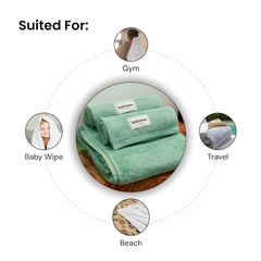 Bathriene 100% Bamboo Large Size Bath Towel 1200 Gsm | Luxury Bath Towel Highly Absorbent, Ultra Soft & Anti Microbial (Garden Green) - Pack Of 2