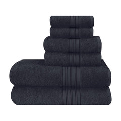 Boutiquo 100% Cotton 2 Bath, 2 Hand & 2 Face Towels 1800 Gsm | Eco-Friendly Towels For Men & Women Ultra Soft & Highly Absorbent - Charcoal Grey (Set Of 6)