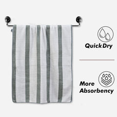 Urbanleaf Microfiber Large Bath Towel 700 Gsm | Quick Dry Super Absorbent Bath Towel For Men & Women (Grey & Wine Stripe) - Pack Of 2