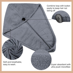 Sassoon Venir Microfiber Hair Wrap Towel 450 Gsm | For Women With Smooth Texture Super Absorbent Quick Dry Hair Turban (Stormdust)
