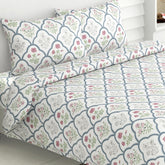 King Size Bedsheet With 2 Pillow Covers - 108 X 108 Inches, White & Green | Breathable Softness & Durability | Shrink?Resistant & Fade?Resistant