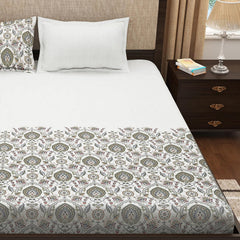 Bedsheet For King Size Bed With 2 Pillow Covers - 106 X 106 Inches, Grey & White | Soft & Durable For Everyday Use - All Season Comfort